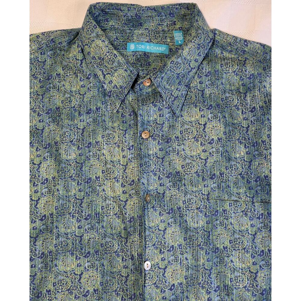 Tori Richard Hawaiian Shirt Large Paisley Cotton Casual Aloha Summer Resort